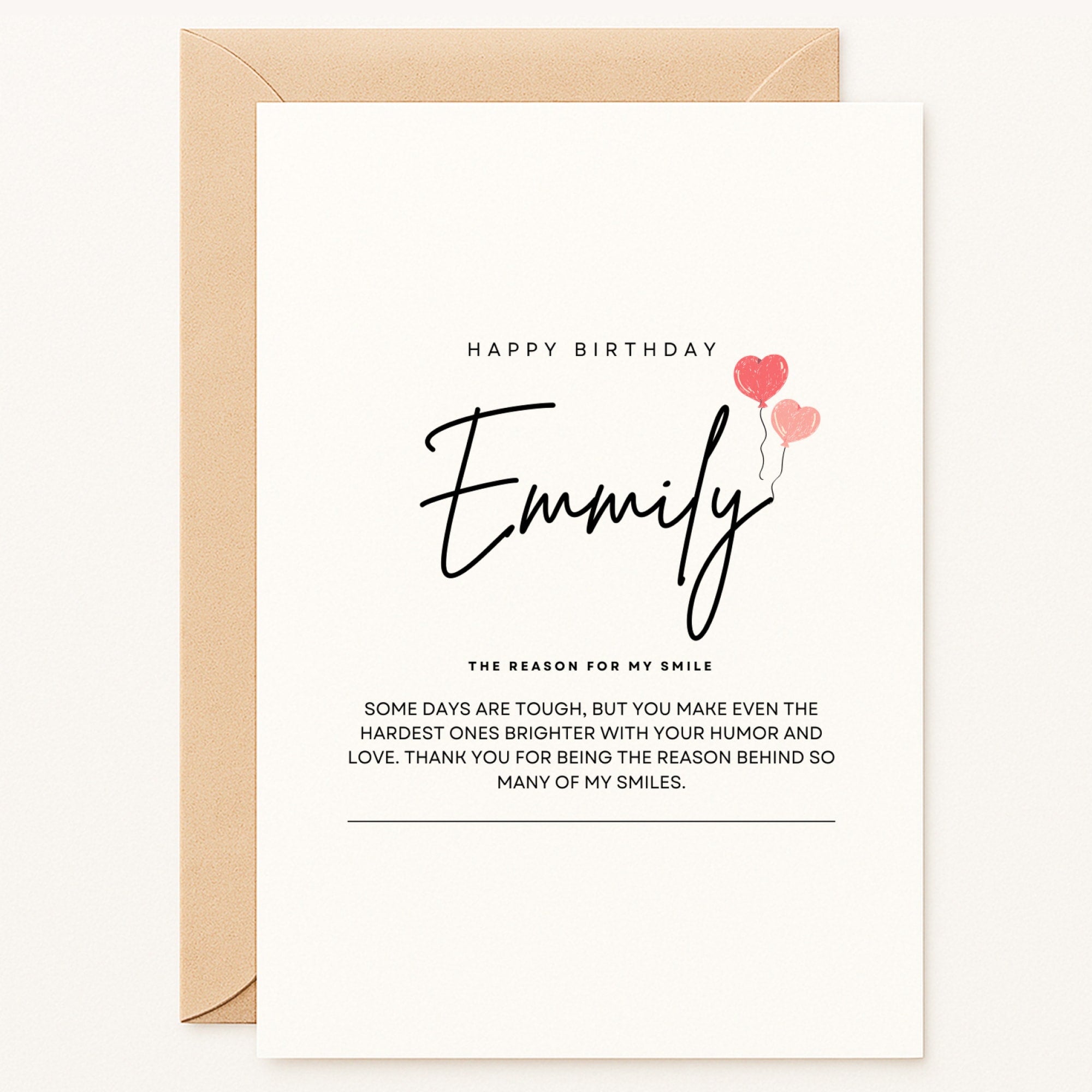 Personalized Birthday Card | Custom Name & Message | A6/A5 "Reason For My Smile" Design - Printarelle