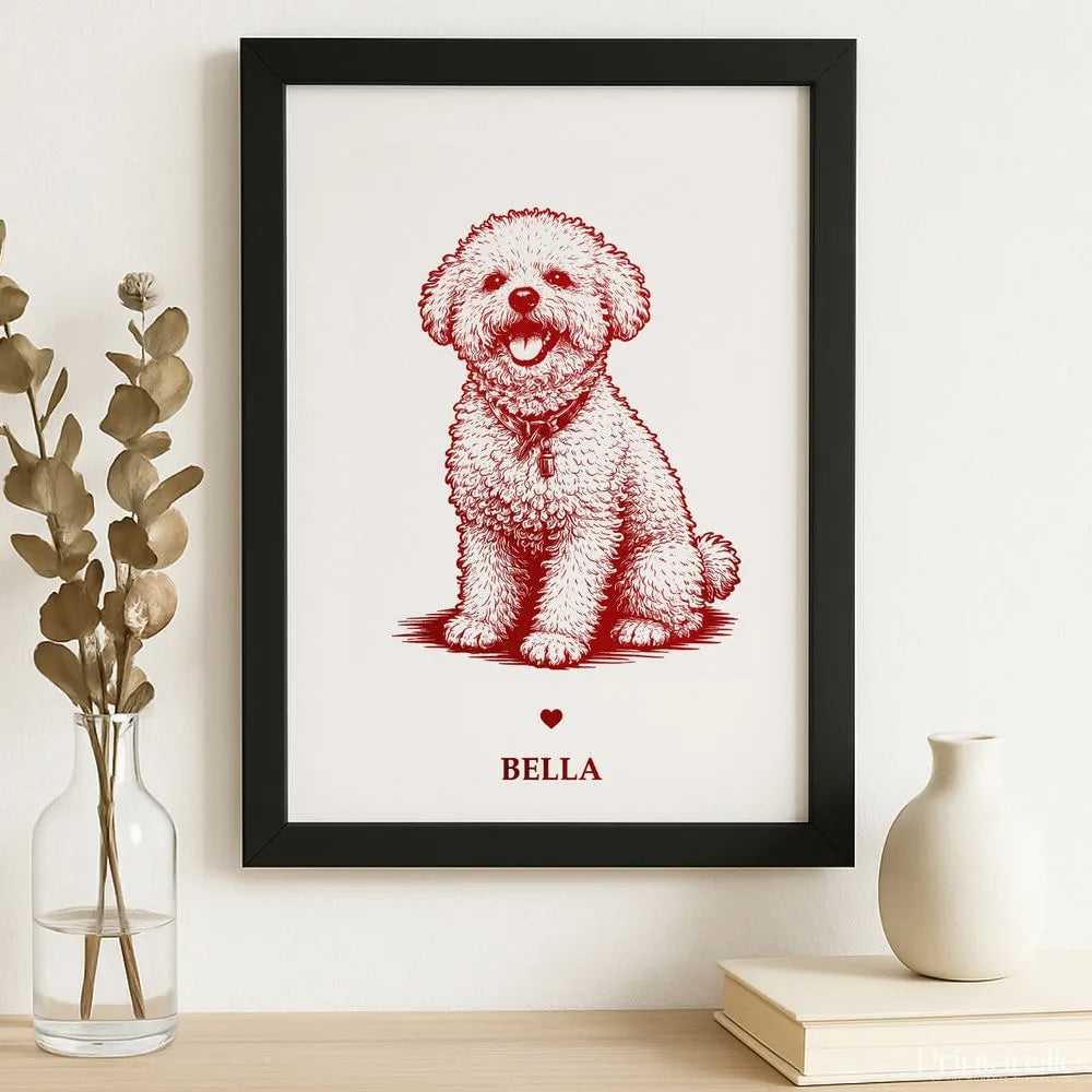 Personalized Red Foiled Pet Print - Custom Dog Portrait - Personalized Prints - Printarelle
