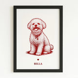 Personalized Red Foiled Pet Print - Custom Dog Portrait - Personalized Prints - Printarelle