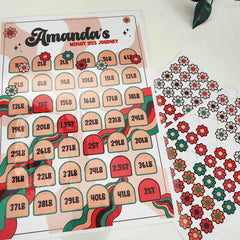 Personalized Weight Loss Journey Chart with Flower Stickers - Weight Loss Chart