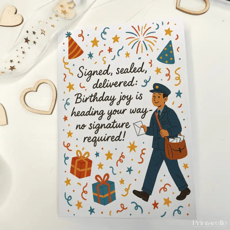 Postman Birthday Card – Signed Sealed Delivered - Greeting Card