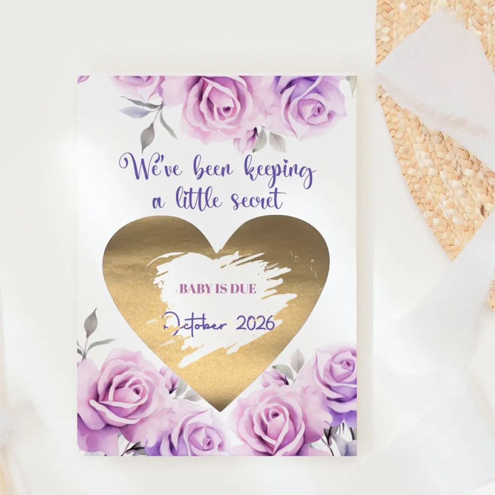 Pregnancy Announcement Scratch Card – Little Secret Due Date - Greeting Card - Printarelle