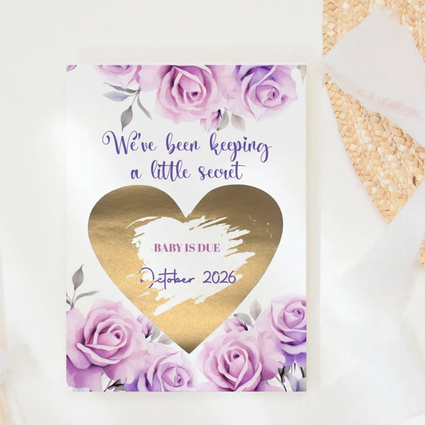 Pregnancy Announcement Scratch Card – Little Secret Due Date - Greeting Card - Printarelle