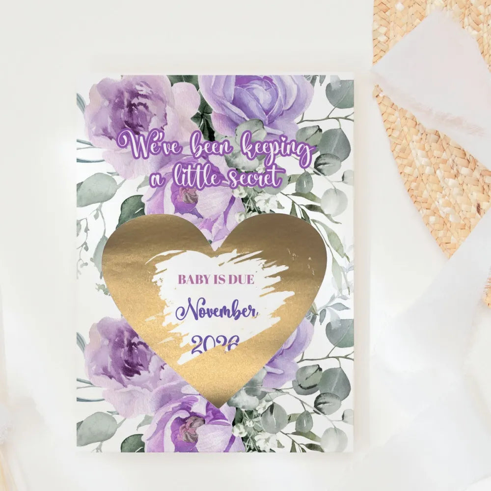 Pregnancy Announcement Scratch Card – Little Secret Due Date - Greeting Card - Printarelle