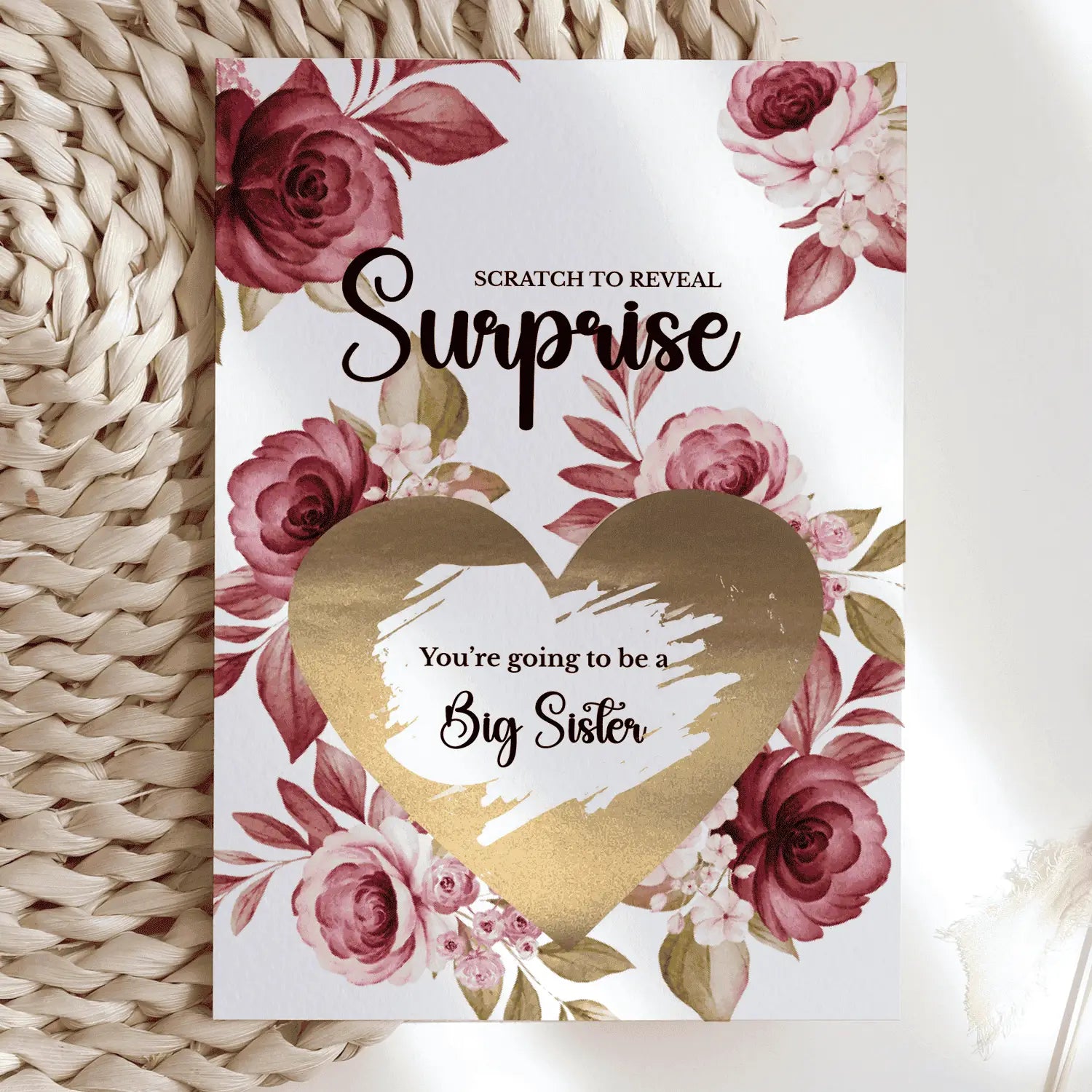 Pregnancy Reveal Card – Big Sister Scratch-Off Surprise - Big Sister-English Text - Greeting Card