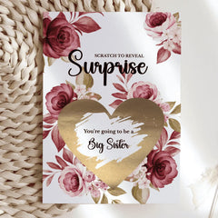 Pregnancy Reveal Card – Big Sister Scratch-Off Surprise - Big Sister-English Text - Greeting Card