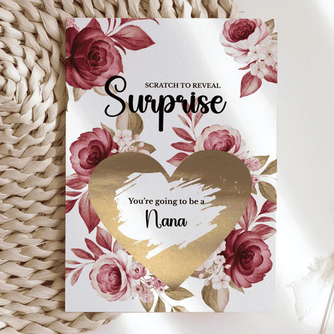 Pregnancy Reveal Card – Scratch-Off for Grandmother Nana or Mhamó - Nana - Greeting Card