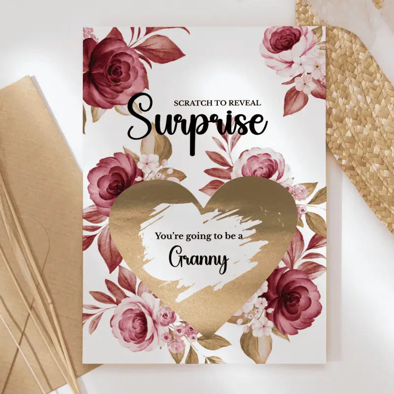 Pregnancy Reveal Card – Scratch-Off for Grandmother Nana or Mhamó - Granny - Greeting Card