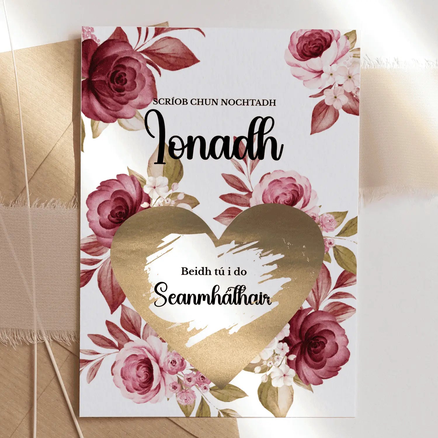 Pregnancy Reveal Card – Scratch-Off for Grandmother Nana or Mhamó - Seanmháthair - Greeting Card