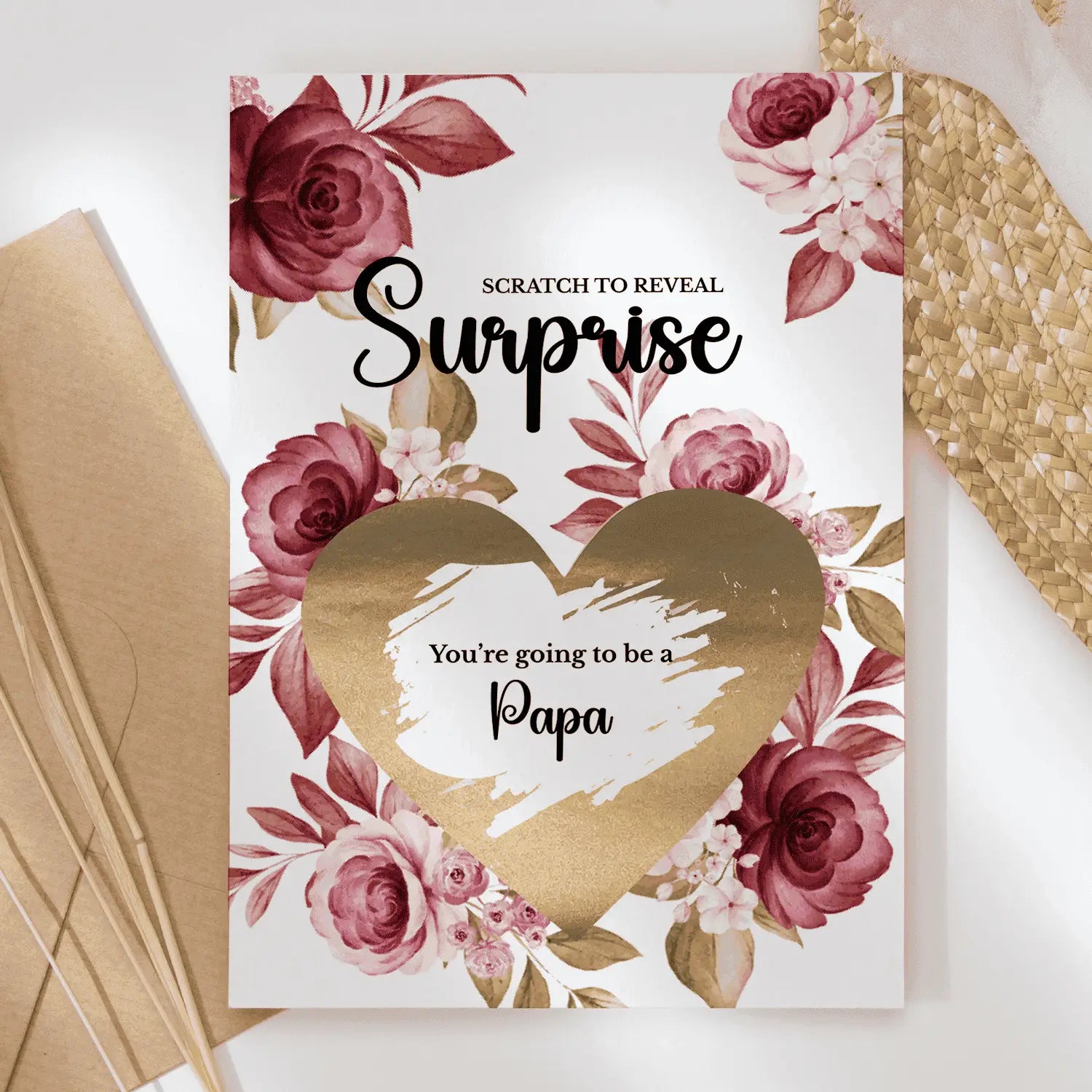 Pregnancy Reveal Card – Scratch-Off for Grandpa or Dáideo - Papa - Greeting Card