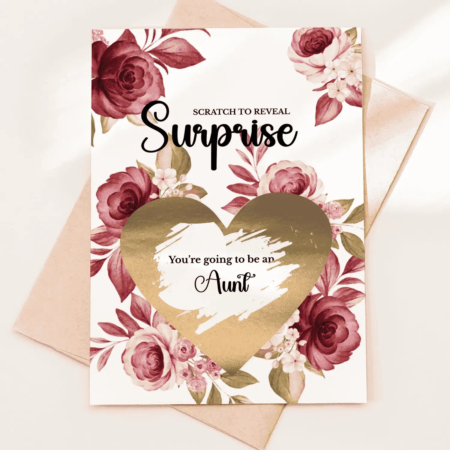 Pregnancy Reveal Card – Scratch-Off Surprise for Aunt - Aunt-English Text - Greeting Card