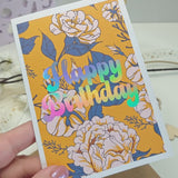 Happy Birthday Foil Card – Yellow and Blue Floral