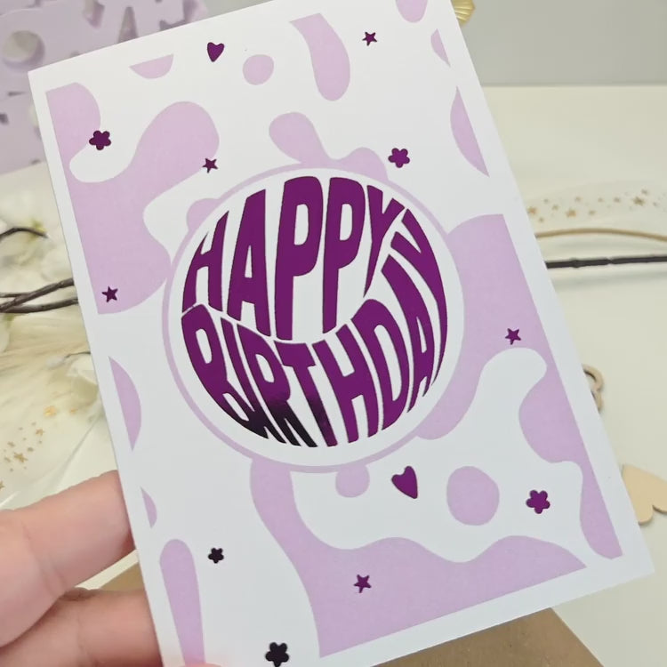 Vintage-inspired A6 birthday greeting card with kraft envelope