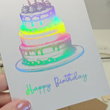 Birthday Foil Card – Rainbow Holographic Cake Design