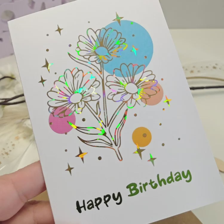 Floral greeting card with foil design and kraft envelope

