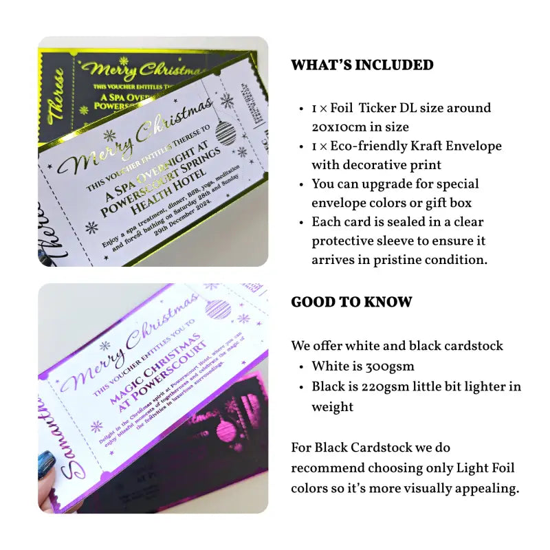Personalised Christmas Foil Ticket Gift Voucher - Foil Ticket