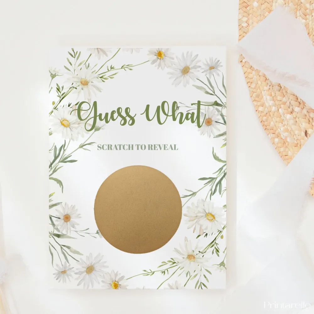 Promoted to Grandma Scratch Card – Guess What? | White Daisy & Sage - Greeting Card - Printarelle