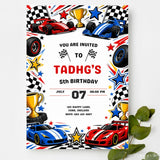 Race Car Birthday Party Invitation | Formula Cars & Sports Cars - sports cars, birthday party, formula cars, car