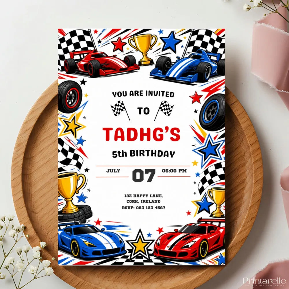 Race Car Birthday Party Invitation | Formula Cars & Sports Cars - sports cars, birthday party, formula cars, car