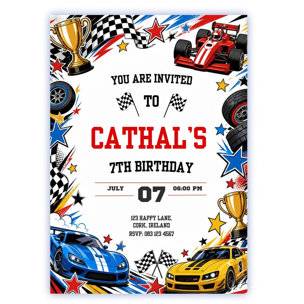 Race Car Birthday Party Invitation | Supercar & Formula Mix - race car, race car birthday, car birthday, birthday