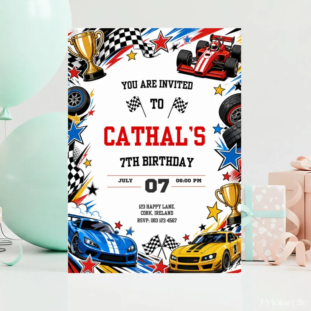 Race Car Birthday Party Invitation | Supercar & Formula Mix - race car, race car birthday, car birthday, birthday