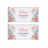 Pastel floral and rainbow themed personalised 40g chocolate bars perfect for aisling’s baby shower celebration
