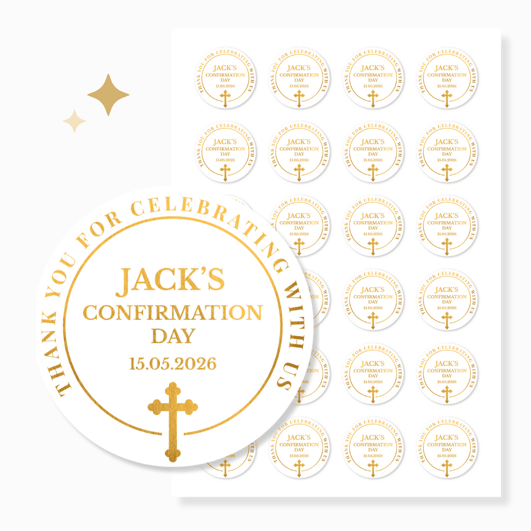 Real Foil Personalised Confirmation Stickers for Boys & Girls - Stickers - Printarelle