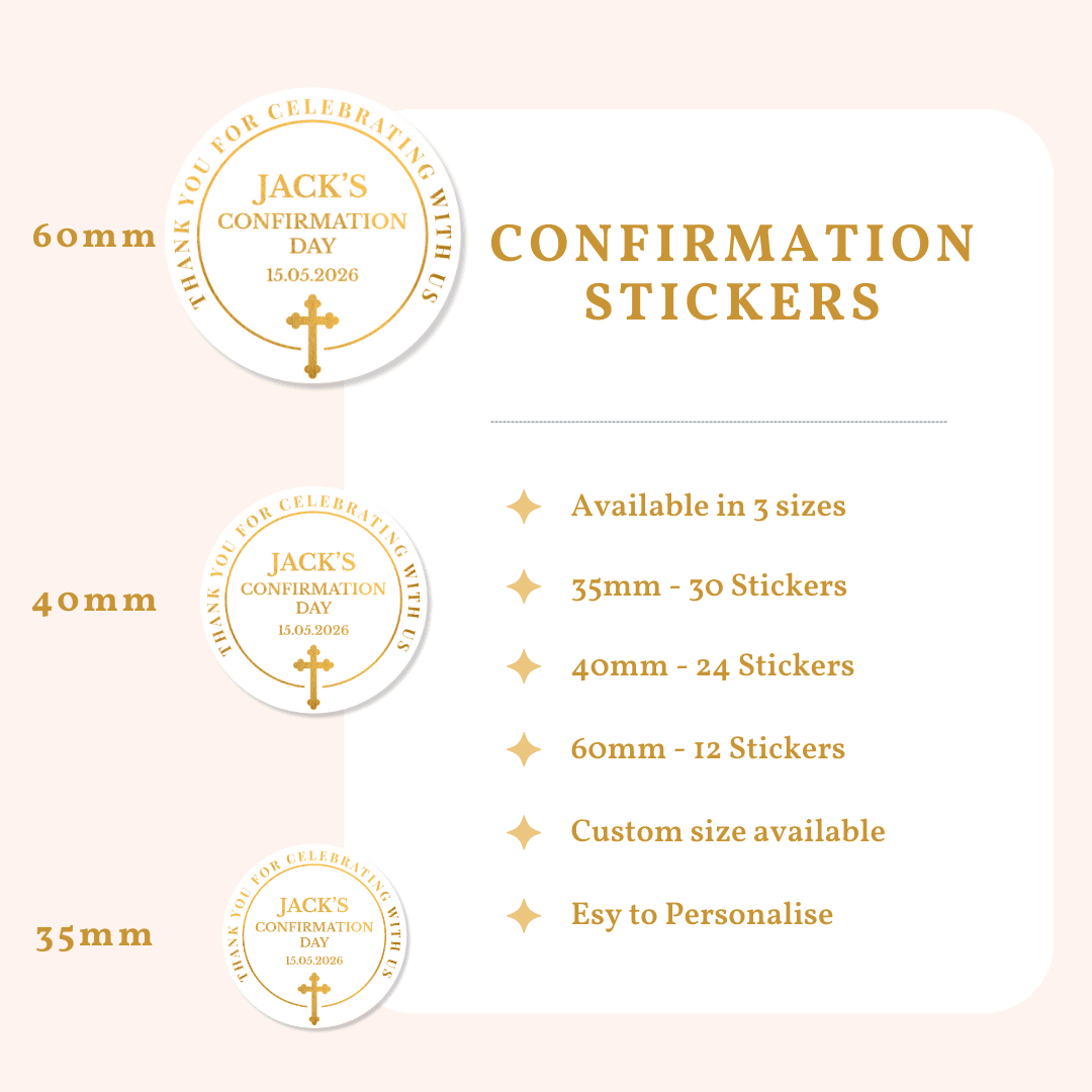 Real Foil Personalised Confirmation Stickers for Boys & Girls - Stickers - Printarelle
