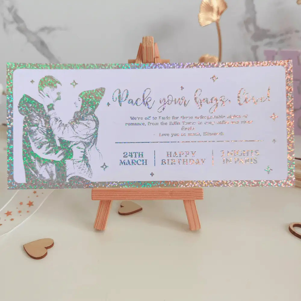 Romantic Gateway Foil Trip Ticket | Lovely Travel Surprise - Foil Ticket