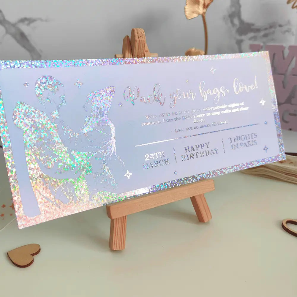 Romantic Gateway Foil Trip Ticket | Lovely Travel Surprise - Foil Ticket
