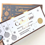 Personalized scratch-off card with festive design and text