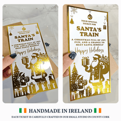 Santa’s Train Gold Foil Christmas Ticket – Handmade Gift