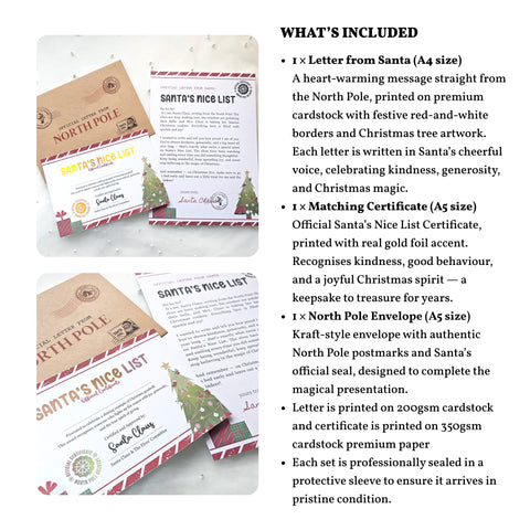 Santa’s Nice List Letter from Santa | Official Certificate Set
