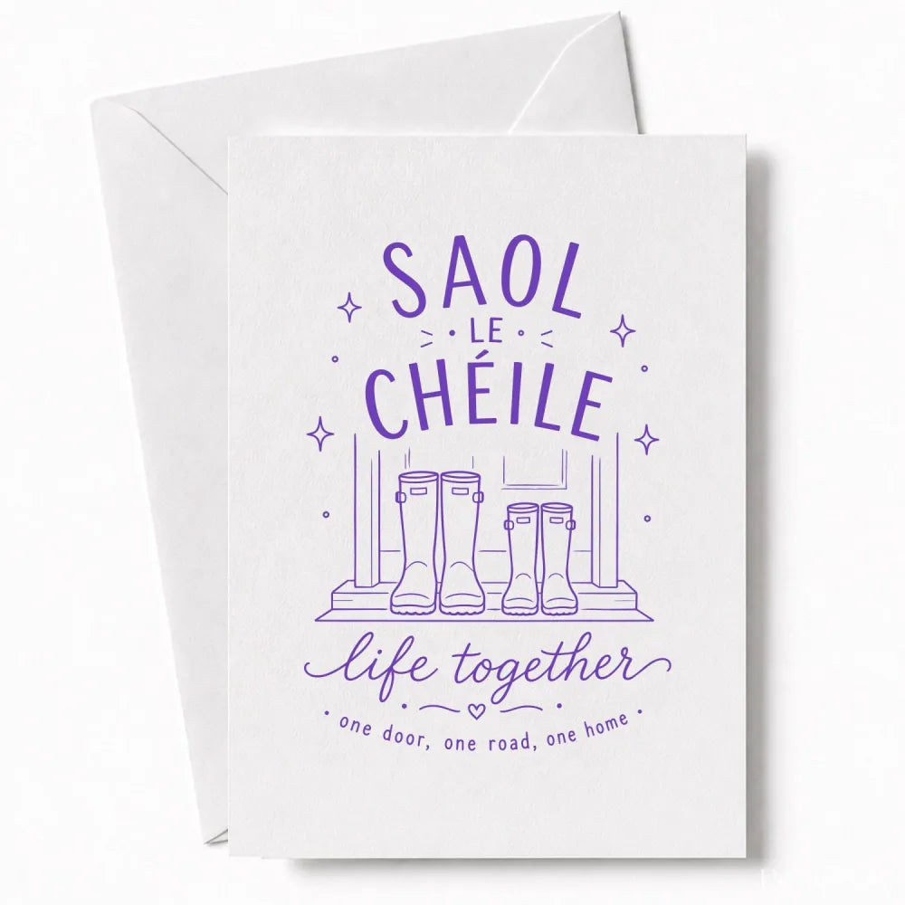 Handmade - Greeting Card - Irish Wedding Card Saol Le Chéile Life Together | Ireland