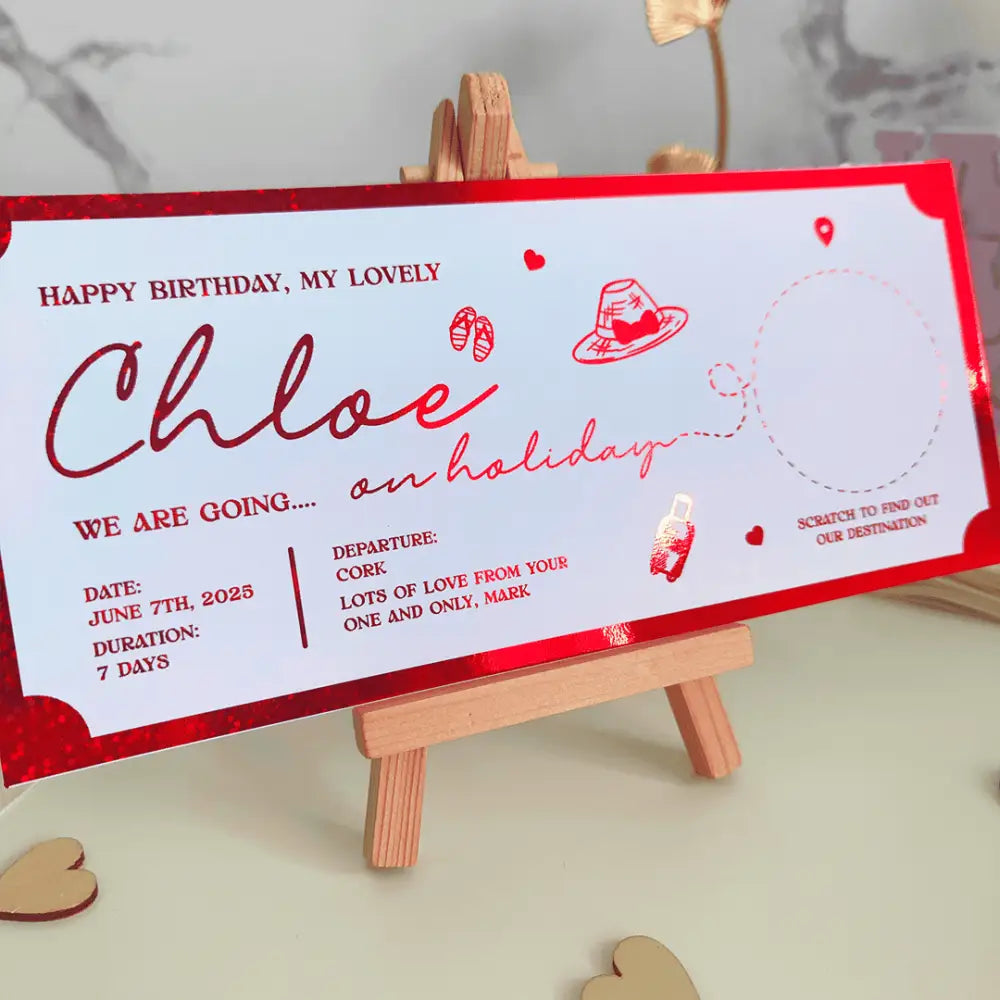 Scratch-Off Destination Reveal Ticket – Perfect Gift for Travel Lovers - Foil Ticket