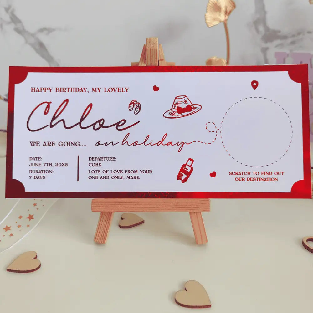 Scratch-Off Destination Reveal Ticket – Perfect Gift for Travel Lovers - Foil Ticket