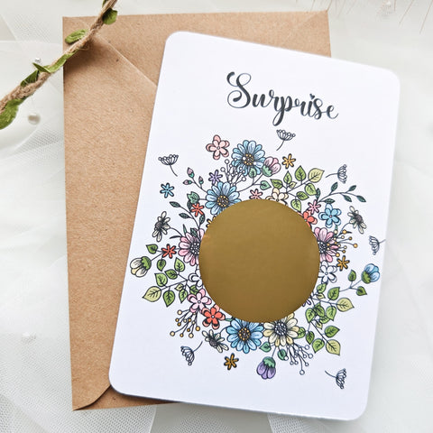 Scratch-to-reveal card perfect for announcements