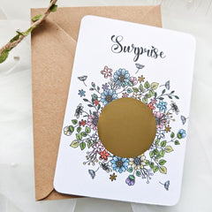 Scratch-to-reveal card perfect for announcements