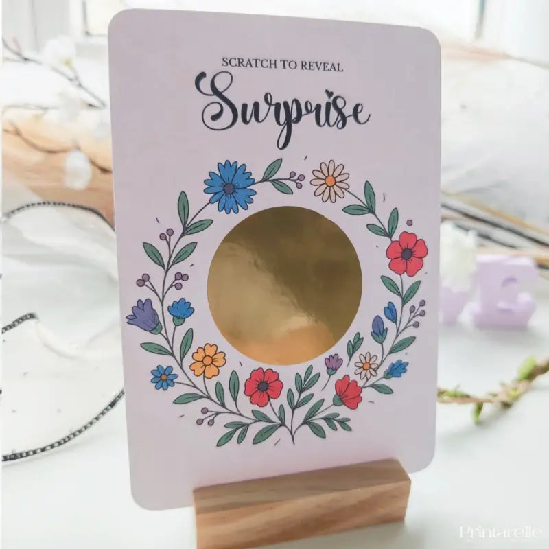 Surprise Scratch Reveal Card – Floral Surprise Card - Greeting Card