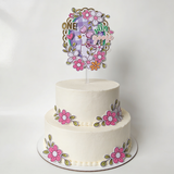 Silly Goose ’One’ Boho Floral First Birthday Cake Topper - silly goose, cake topper, happy birthday, gold scalloped