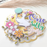 Silly Goose ’One’ Round Balloon Cake Topper - silly goose, cake topper, happy birthday, round balloon cake, balloon