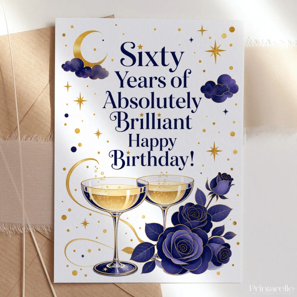 Sixty Years of Absolutely Brilliant 60th Birthday Card - sixty years, 60th birthday, 60th birthday card, absolutely