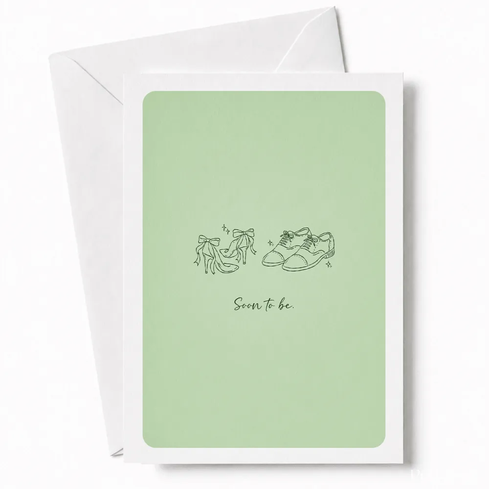Soon to Be | Engagement & Wedding Card - groom’s oxford shoes, bridal heels, groom’s oxford, oxford shoes, colour