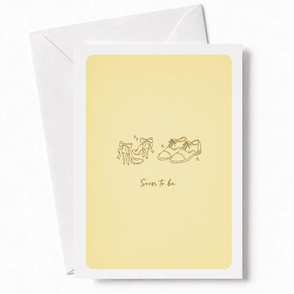 Soon to Be | Engagement & Wedding Card - groom’s oxford shoes, bridal heels, groom’s oxford, oxford shoes, colour