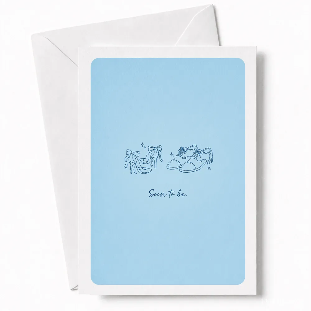 Soon to Be | Engagement & Wedding Card - groom’s oxford shoes, bridal heels, groom’s oxford, oxford shoes, colour