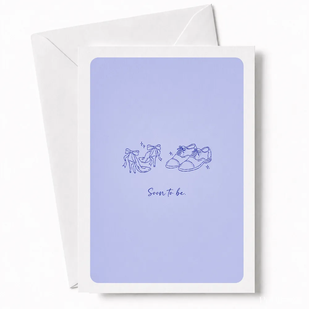 Soon to Be | Engagement & Wedding Card - groom’s oxford shoes, bridal heels, groom’s oxford, oxford shoes, colour