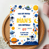 Space Birthday Party Invitation | Astronaut Moon Landing - space birthday, space birthday invitation, birthday party,