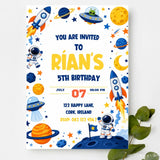 Space Birthday Party Invitation | Astronaut Moon Landing - space birthday, space birthday invitation, birthday party,