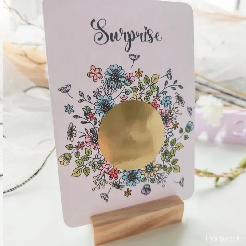 Pregnancy or gift reveal card with spring flower design