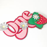 Strawberry One Cake Topper – Adorable First Birthday Topper - cake topper, holographic glitter, happy birthday,